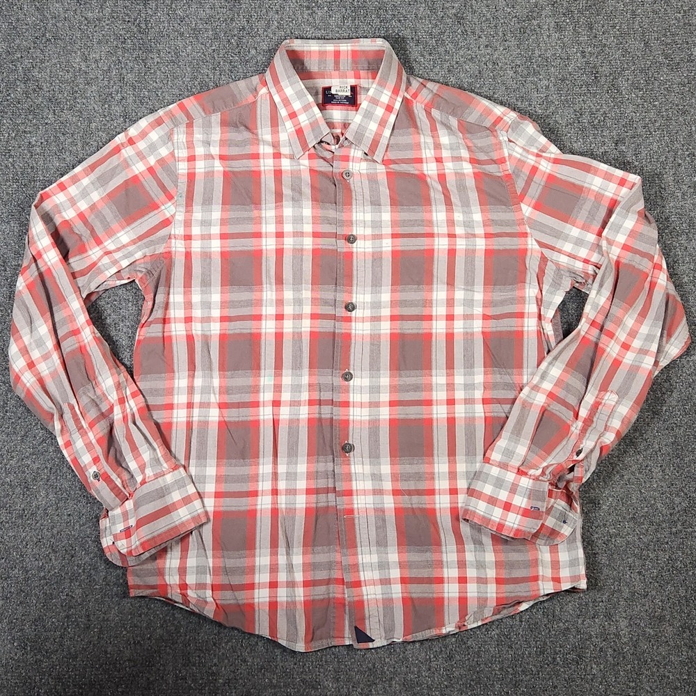 Untuckit Shirt Mens Medium Red Plaid Long Sleeve Slim Fit Business Casual